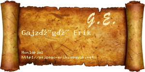 Gajzágó Erik névjegykártya